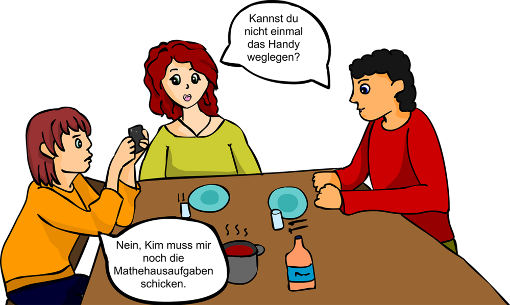 Zeichnung von Lisa Pilotek Bild Familie am Tisch